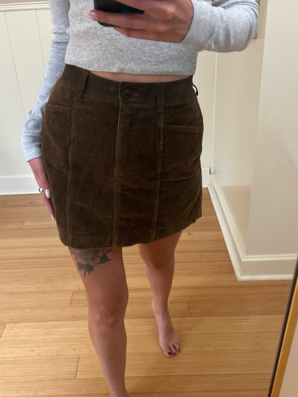 DKNY Dark Brown Corduroy Mini Skirt